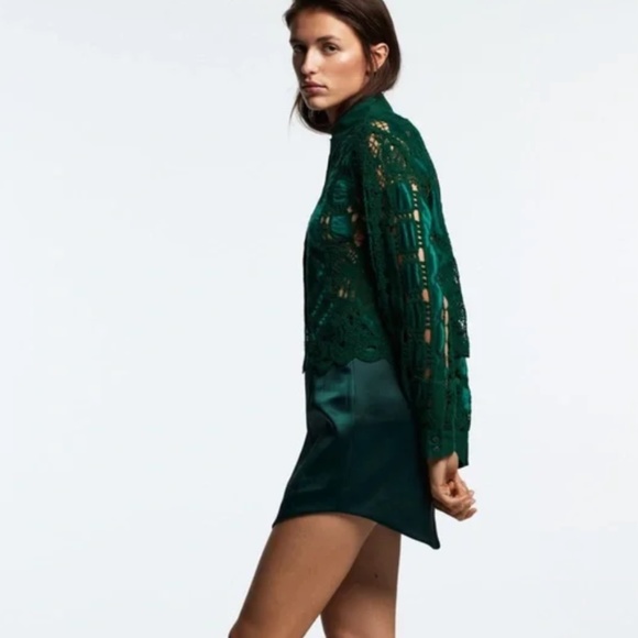 NWT Zara Satin-Effect High-Waisted Mini-Skirt - Picture 7 of 9